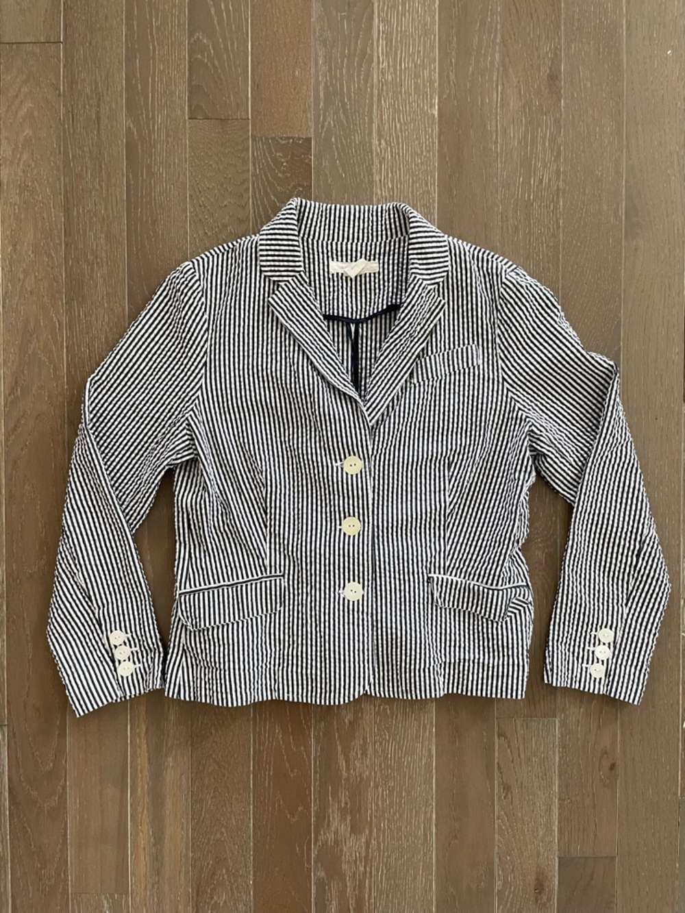 Sandro Seersucker Striped Blazer – Size L